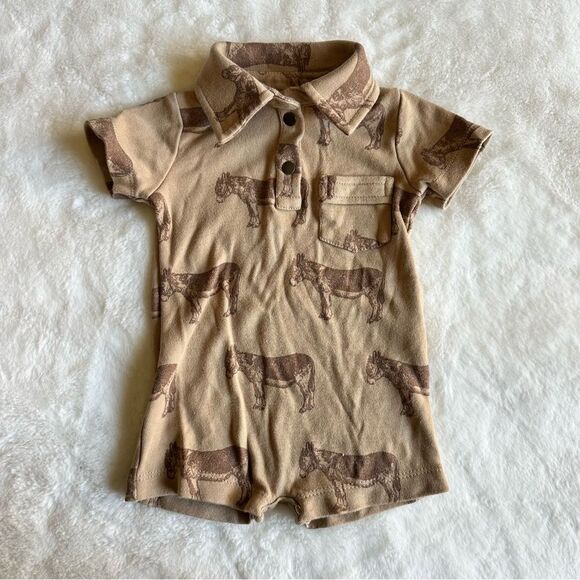 Kate Quinn Short Sleeve Vintage Collar Shortie Donkey 0-3 Months - Picture 1 of 7